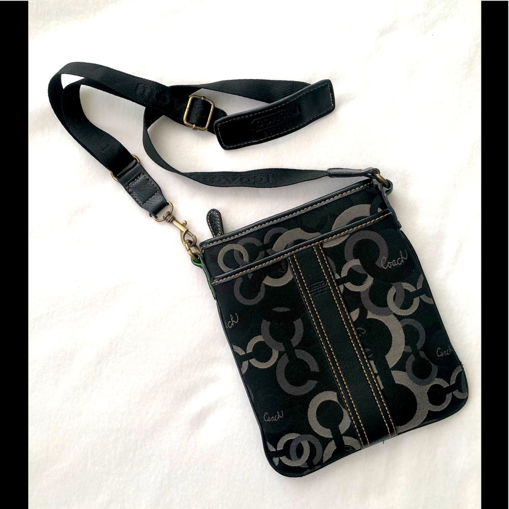 COACH Monogram Crossbody Bag with Leather Trim